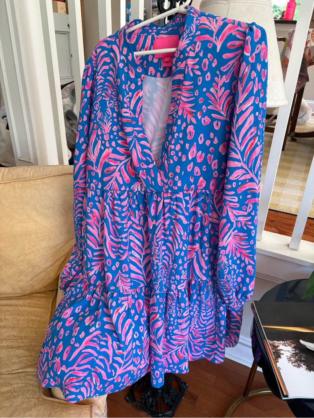 Lilly Pulitzer Blue and Pink Tropical Print Blouse